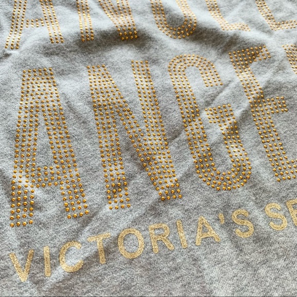 🌸New🌸 Victoria’s Secret ANGEL Hooded Sweatshirt Top Size Large Gray NWT - Picture 8 of 12
